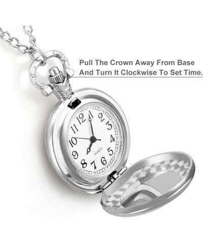 Paw Galaxy Night Wolf Custom Quartz Pocket Watch Classic Vintage with Chain Arabic Numerals Scale silver-style $15.92 Necklaces