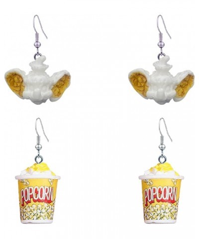 2 Pairs Charm Popcorn Resin Drop Dangle Earrings Cute Funny Cartoon Emotional Snacks Food Earrings For Women Girls style -2 $...