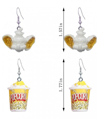 2 Pairs Charm Popcorn Resin Drop Dangle Earrings Cute Funny Cartoon Emotional Snacks Food Earrings For Women Girls style -2 $...