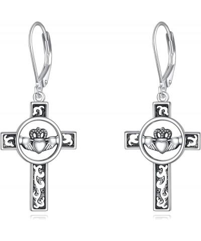 Celtic Cross Earrings Sterling Silver Irish Cross Drop Dangle Earrings Fashion Jewelry Gift for Women Girls Claddagh Cross $1...