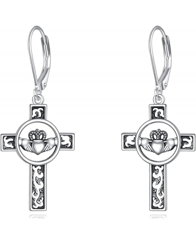 Celtic Cross Earrings Sterling Silver Irish Cross Drop Dangle Earrings Fashion Jewelry Gift for Women Girls Claddagh Cross $1...