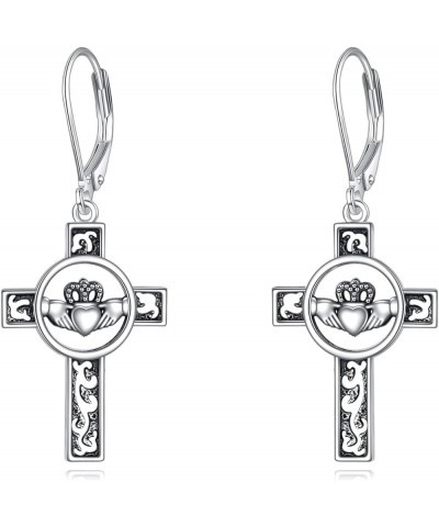 Celtic Cross Earrings Sterling Silver Irish Cross Drop Dangle Earrings Fashion Jewelry Gift for Women Girls Claddagh Cross $1...