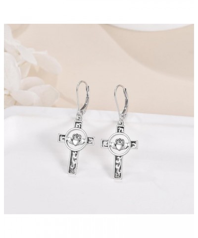 Celtic Cross Earrings Sterling Silver Irish Cross Drop Dangle Earrings Fashion Jewelry Gift for Women Girls Claddagh Cross $1...