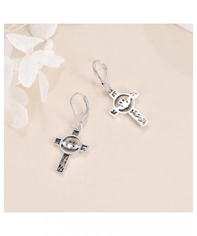 Celtic Cross Earrings Sterling Silver Irish Cross Drop Dangle Earrings Fashion Jewelry Gift for Women Girls Claddagh Cross $1...