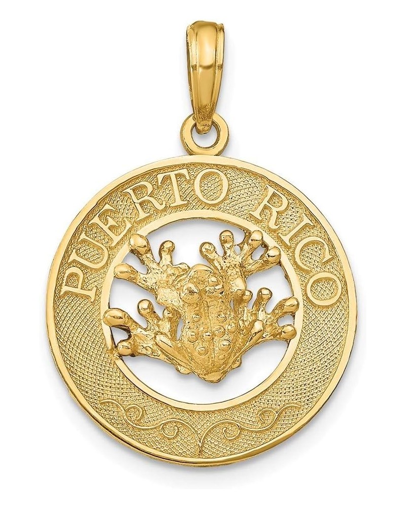 Solid 14k Yellow Gold Puerto Rico with Frog Souvenir Pendant Charm - 26mm x 19mm $149.16 Pendants