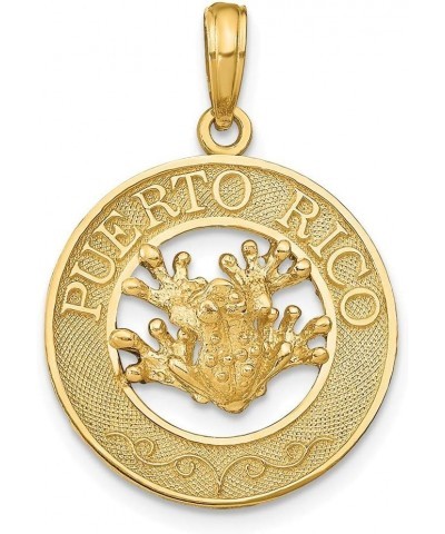 Solid 14k Yellow Gold Puerto Rico with Frog Souvenir Pendant Charm - 26mm x 19mm $149.16 Pendants