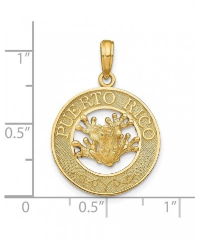 Solid 14k Yellow Gold Puerto Rico with Frog Souvenir Pendant Charm - 26mm x 19mm $149.16 Pendants