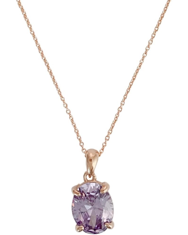 Purple Oval Crystal Confection Pendant Necklace in Gold, Rose Gold, or Silver | Minimalist, Delicate Jewelry Rose Gold $15.99...