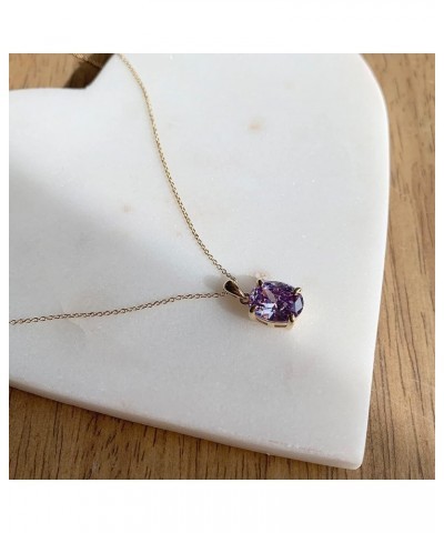 Purple Oval Crystal Confection Pendant Necklace in Gold, Rose Gold, or Silver | Minimalist, Delicate Jewelry Rose Gold $15.99...