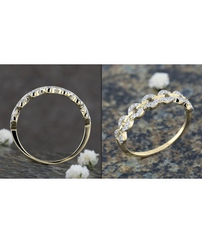 Round Diamond or Gemstone Seven Hollow Circle Outline Stackable Band for Women | Available in 10K/14K/18K Gold White Diamond ...