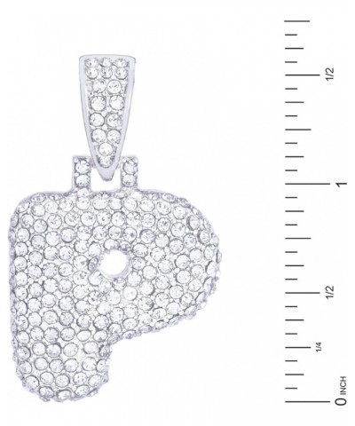 A - Z Initial Bubble Letter Silver Plated Iced CZ Pendant With 20" Rope Chain Necklace P $7.55 Necklaces