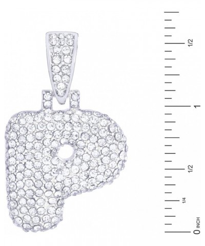 A - Z Initial Bubble Letter Silver Plated Iced CZ Pendant With 20" Rope Chain Necklace P $7.55 Necklaces