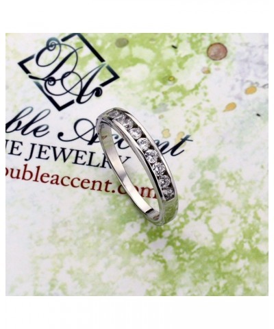 Sterling Silver Round CZ Channel Set Half Eternity Ring Band Anniversary Ring 4MM (Size 3 to 12) $12.68 Rings