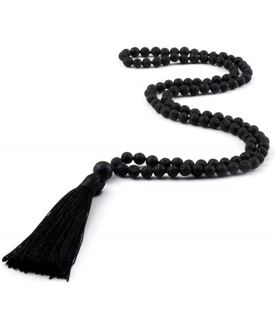 108 Beads Necklace Natural Green Stripe Onyx Stone Necklace Women Men Jewelry Gifts,Bright White Black Lava $15.03 Necklaces