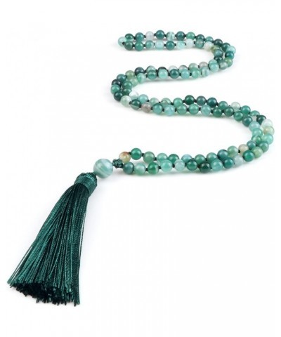 108 Beads Necklace Natural Green Stripe Onyx Stone Necklace Women Men Jewelry Gifts,Bright White Black Lava $15.03 Necklaces