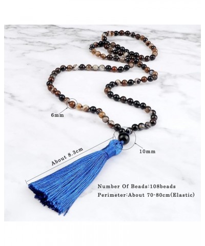 108 Beads Necklace Natural Green Stripe Onyx Stone Necklace Women Men Jewelry Gifts,Bright White Black Lava $15.03 Necklaces