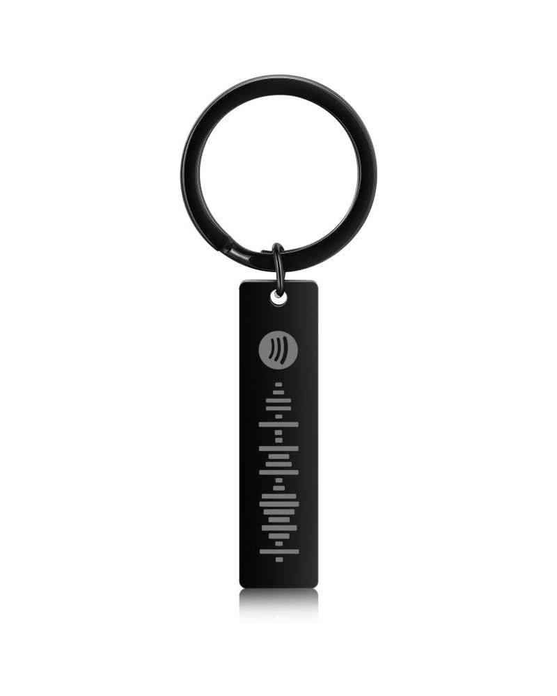 Custom Spotify Keychains for Women Personalized Spotify Code Keychain for Men Black $10.43 Bracelets