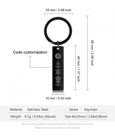 Custom Spotify Keychains for Women Personalized Spotify Code Keychain for Men Black $10.43 Bracelets