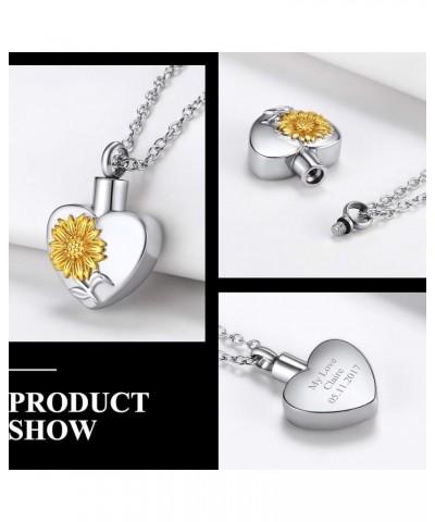 Urn Pendant Necklace for Ashes Stainless Steel/Gold Plated Heart/Flower Necklace for Women Men Memorial Keepsake Cremation Je...