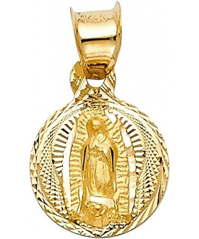 14K Yellow Gold Diamond Cut Our Lady of Guadalupe Stamp Religious Charm Pendant with 0.5mm Box Chain Necklace 20.0 Inches $76...