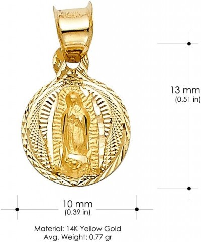 14K Yellow Gold Diamond Cut Our Lady of Guadalupe Stamp Religious Charm Pendant with 0.5mm Box Chain Necklace 20.0 Inches $76...