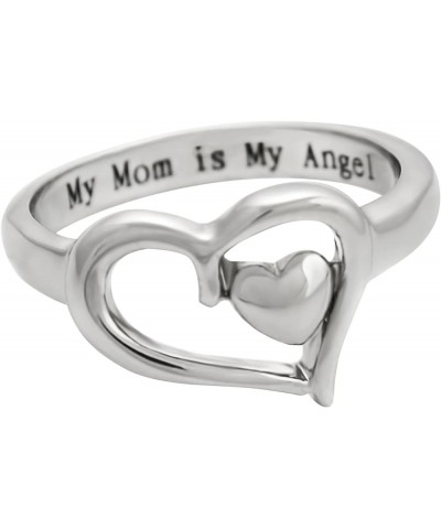 Personalized Mothers Ring for Mom for Mom Women Best Friend Sister Rings Heart Shape My Mom is My Angel with Zircon/for Mothe...