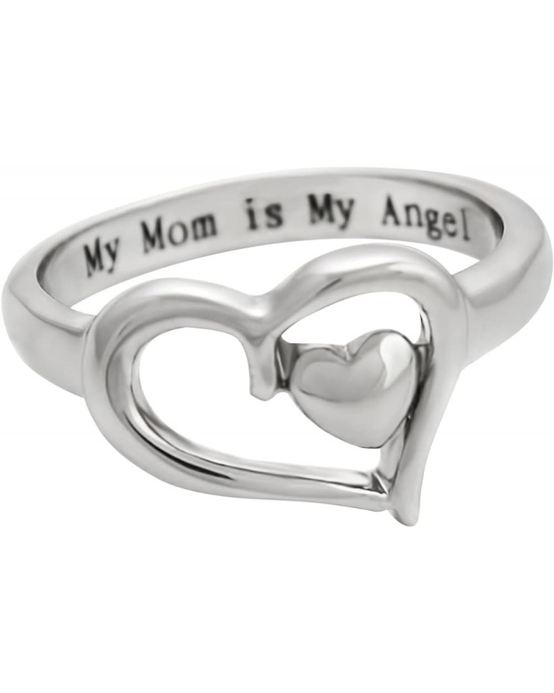 Personalized Mothers Ring for Mom for Mom Women Best Friend Sister Rings Heart Shape My Mom is My Angel with Zircon/for Mothe...