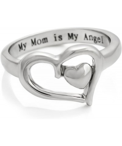 Personalized Mothers Ring for Mom for Mom Women Best Friend Sister Rings Heart Shape My Mom is My Angel with Zircon/for Mothe...