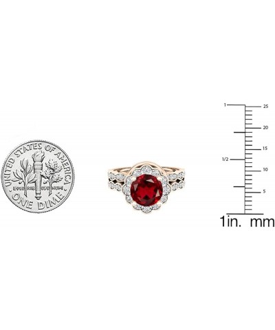 14K 7.5 MM Round Gemstone & Round White Diamond Ladies Engagement Ring Set, Rose Gold Garnet $218.42 Sets