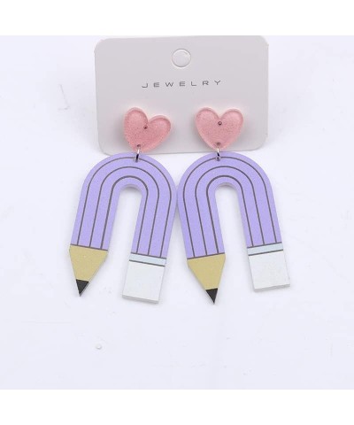 Acrylic Pencil Drop Dangle Earrings Creative Rainbow Back to School for Students Women Girls Appreciation Teacher Pre-K Earri...