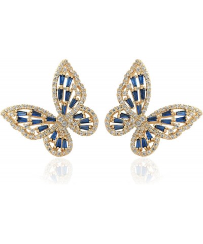 Rhinestone Butterfly Earrings for Women Bow Earrings Gold Crystal CZ Earrings Cubic Zirconia Sterling Silver Stud Earrings Hy...