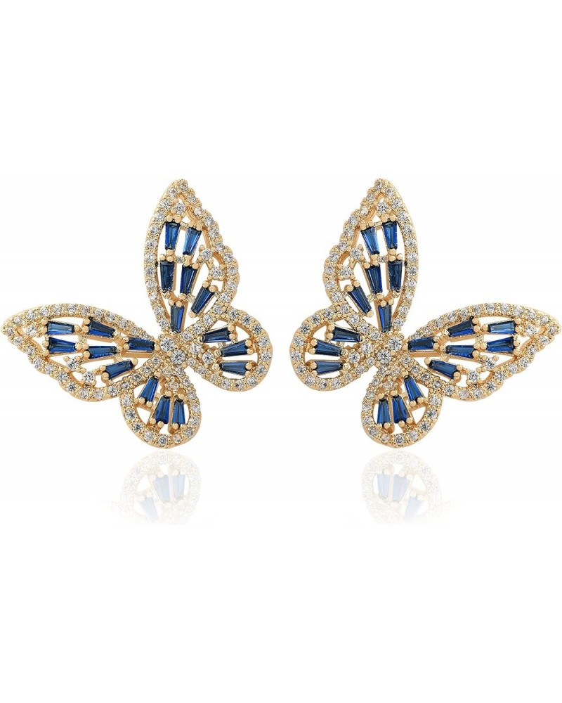 Rhinestone Butterfly Earrings for Women Bow Earrings Gold Crystal CZ Earrings Cubic Zirconia Sterling Silver Stud Earrings Hy...