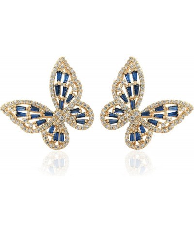 Rhinestone Butterfly Earrings for Women Bow Earrings Gold Crystal CZ Earrings Cubic Zirconia Sterling Silver Stud Earrings Hy...