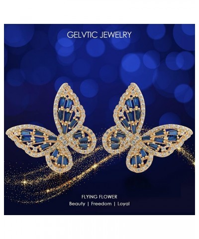 Rhinestone Butterfly Earrings for Women Bow Earrings Gold Crystal CZ Earrings Cubic Zirconia Sterling Silver Stud Earrings Hy...