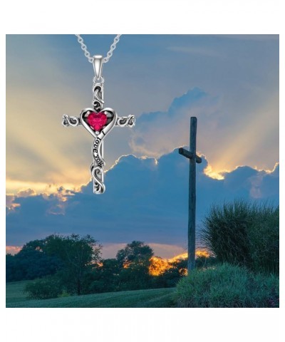 Cross Necklace for Women Girls 925 Sterling Silver Cross Birthstone Necklace Religious Necklace Jewelry Gifts for Women Teen ...