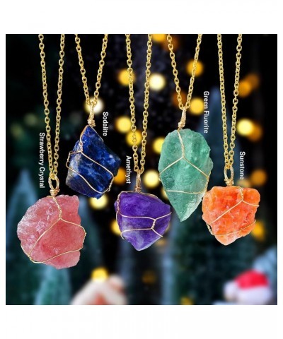 1pcs Natural Crystal Raw Stone pendant Handmade Wrapped Healing Crystal Gemstone Necklace for Woman Men Gift Sunstone $6.62 N...