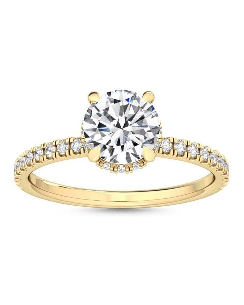 1-5 Carat (ctw) Yellow Gold Radiant Cut LAB GROWN Diamond Side Stone Engagement Ring [ Color E-F, Clarity VS2-SI1 ] 6.5 Round...