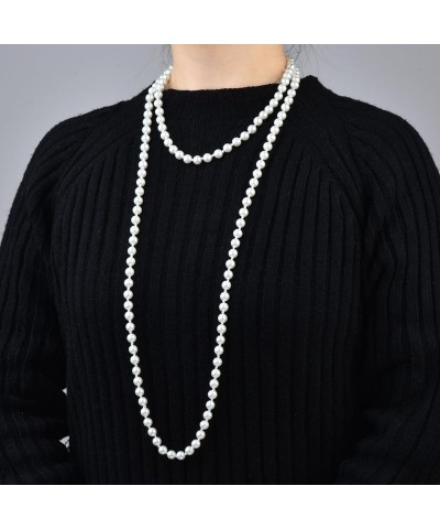 150cm Long Layered 1920s Imitation Pearl Choker Necklace Baroque Strands Beads Pearl Choker for Women Girls Wedding Bridal Je...