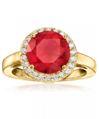 3.40 Carat Simulated Ruby and .33 ct. t.w. CZ Ring in 18kt Gold Over Sterling. Size 9 $37.60 Rings