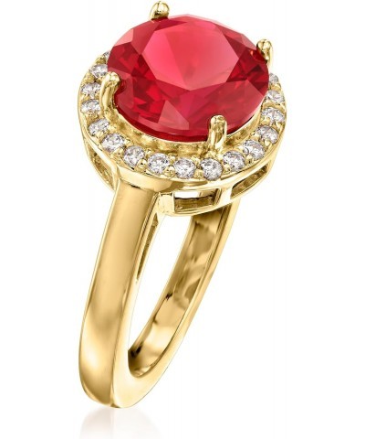 3.40 Carat Simulated Ruby and .33 ct. t.w. CZ Ring in 18kt Gold Over Sterling. Size 9 $37.60 Rings