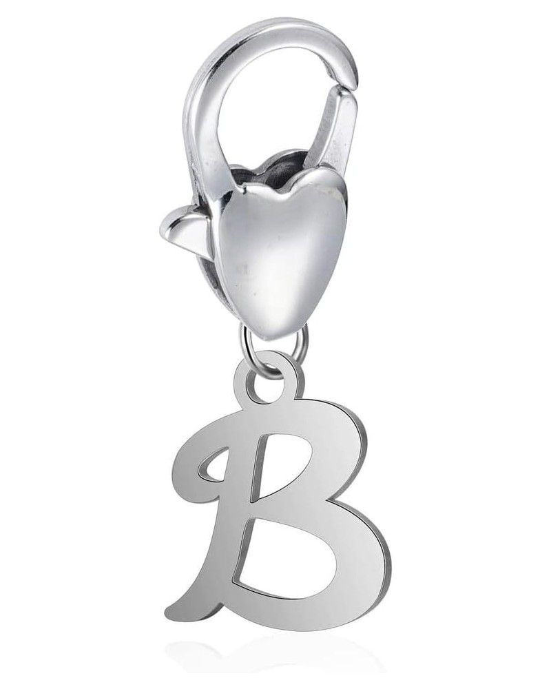 Initial A-Z Letter Charm Stainless Steel Heart Lobster Clasp Alphabet Dangle Beads for Bracelets Keychain Necklaces Jewelry f...