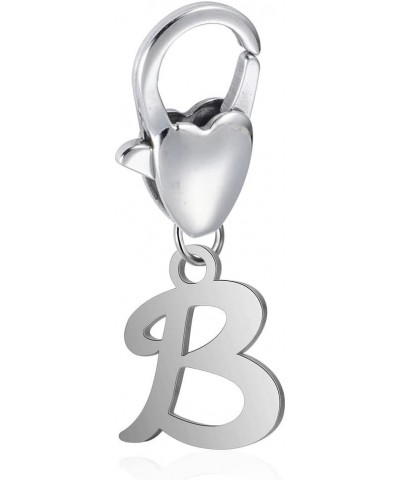 Initial A-Z Letter Charm Stainless Steel Heart Lobster Clasp Alphabet Dangle Beads for Bracelets Keychain Necklaces Jewelry f...