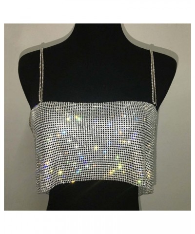 Rhinestone Crop Top Sparkly Body Chain Silver Bra Chain Backless Chest Chains Rave Party Body Jewelry Accessories for Women $...