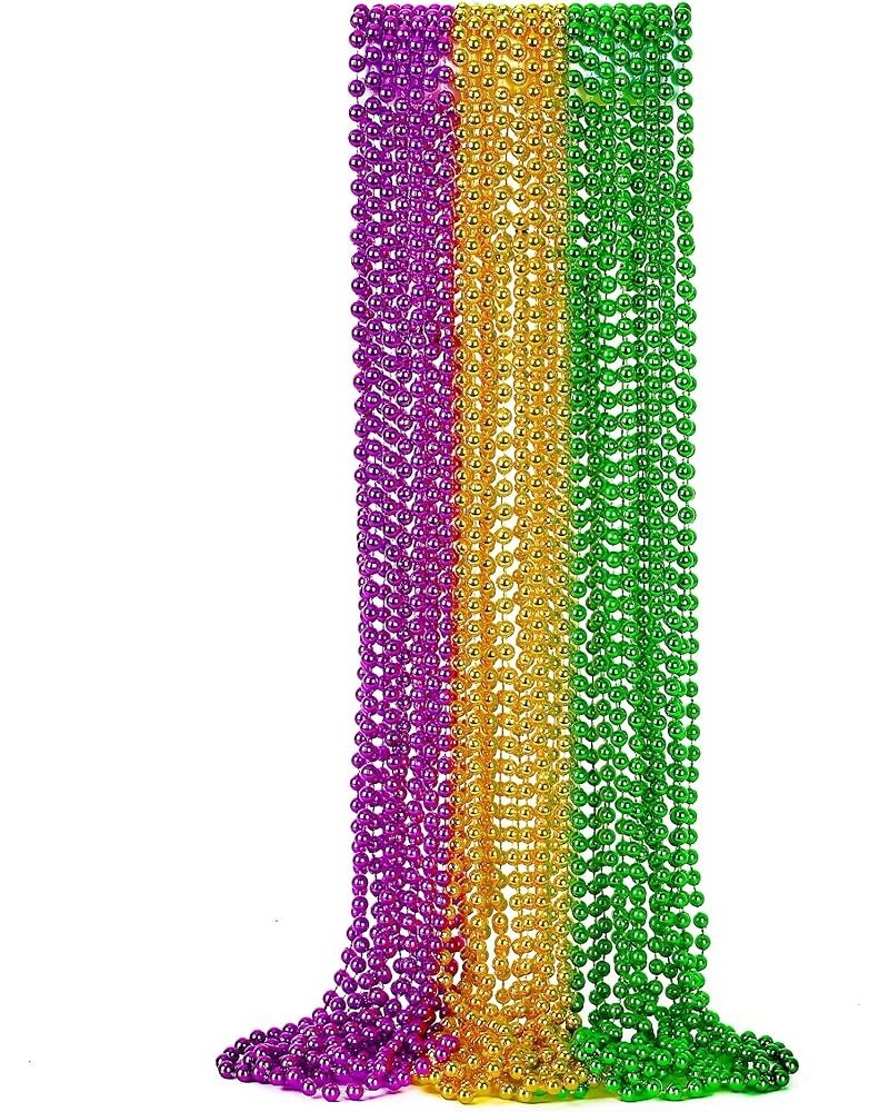 Mardi Gras Beads, 12PCS Beads Necklace, Metallic 33" Beaded Costumes Stuff, Festival Parade Throw Accessory Sets for Mardi Gr...