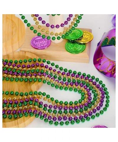 Mardi Gras Beads, 12PCS Beads Necklace, Metallic 33" Beaded Costumes Stuff, Festival Parade Throw Accessory Sets for Mardi Gr...