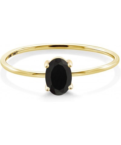 10K Yellow Gold Oval Black Onyx Engagement Ring For Women | 0.40 Cttw | Gemstone Birthstone | Available in size 5, 6, 7, 8, 9...