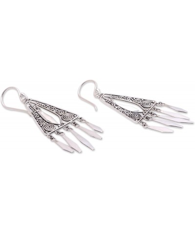 Handmade 925 Sterling Silver Chandelier Earrings Triangular from Bali Dangle Filigree Statement Indonesia [2.3 in H x 0.7 in ...