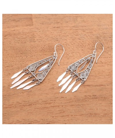 Handmade 925 Sterling Silver Chandelier Earrings Triangular from Bali Dangle Filigree Statement Indonesia [2.3 in H x 0.7 in ...