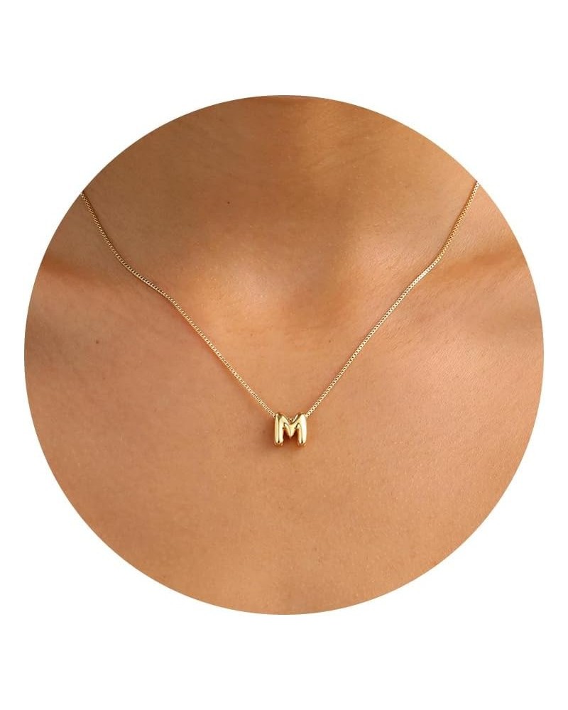 Bubble Initial Necklaces for Women Girls 14K Gold Plated Letter Necklace Dainty Gold Name Necklace Personalized Initial Choke...