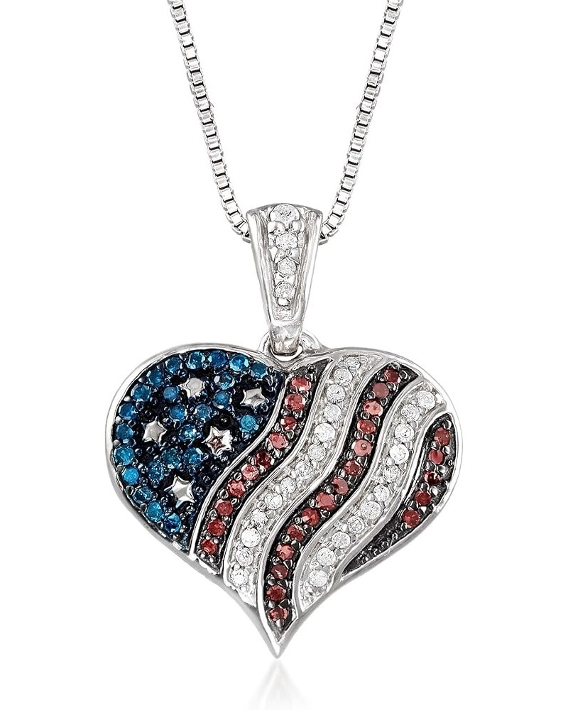 0.23 ct. t.w. Multicolored Diamond American Flag Heart Pendant Necklace in Sterling Silver 18.0 Inches $86.48 Necklaces